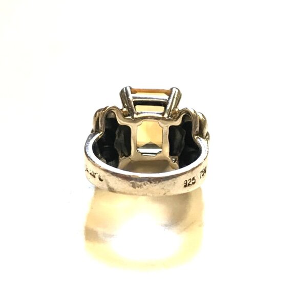 Lagos Glacier Caviar Emerald Cut Citrine Ring Womens 5 Sterling Silver Gold M - Picture 9 of 14